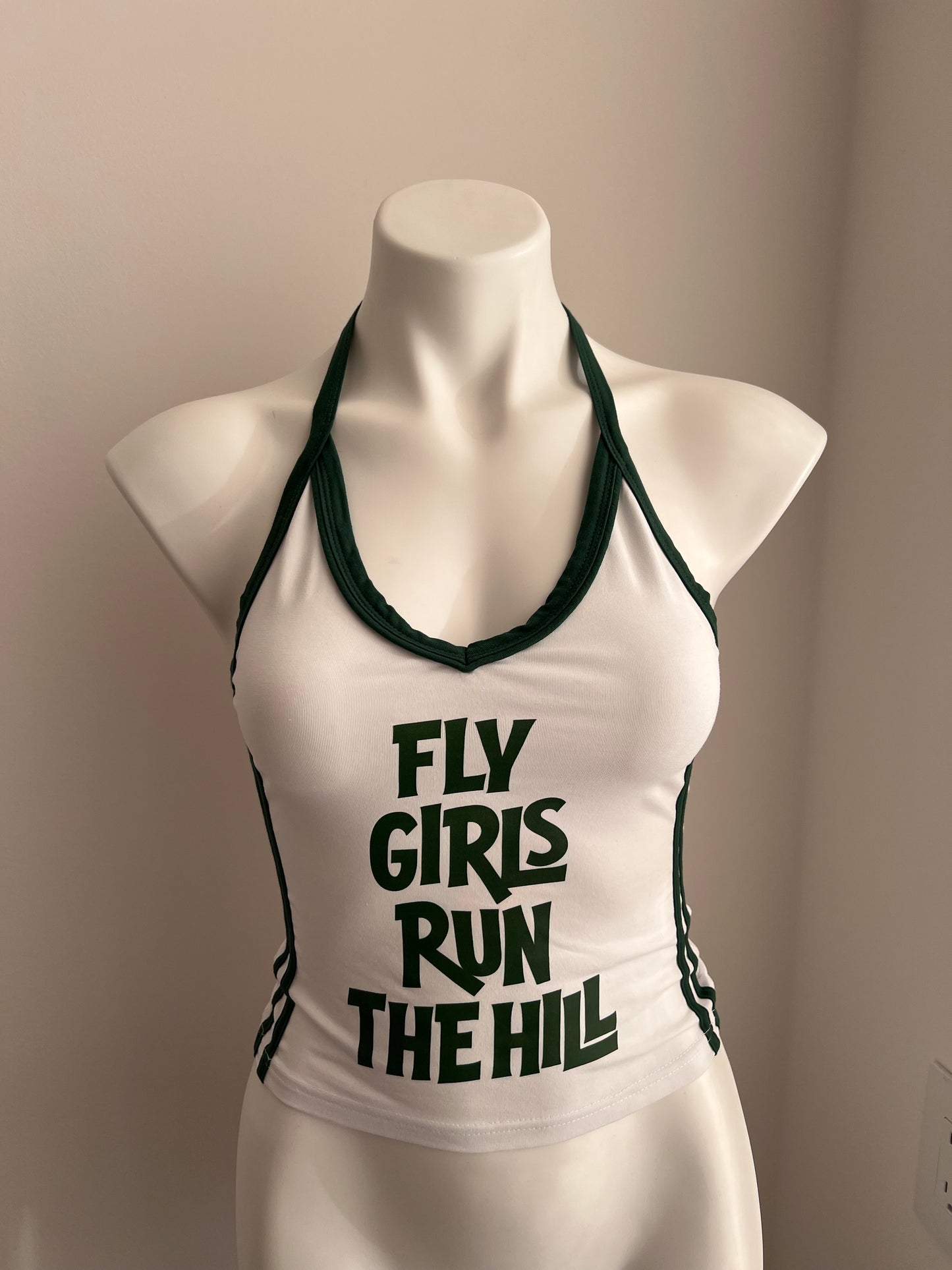 Fly Girls Run The Hill Halter Neck Tank Top (Stripes Version)