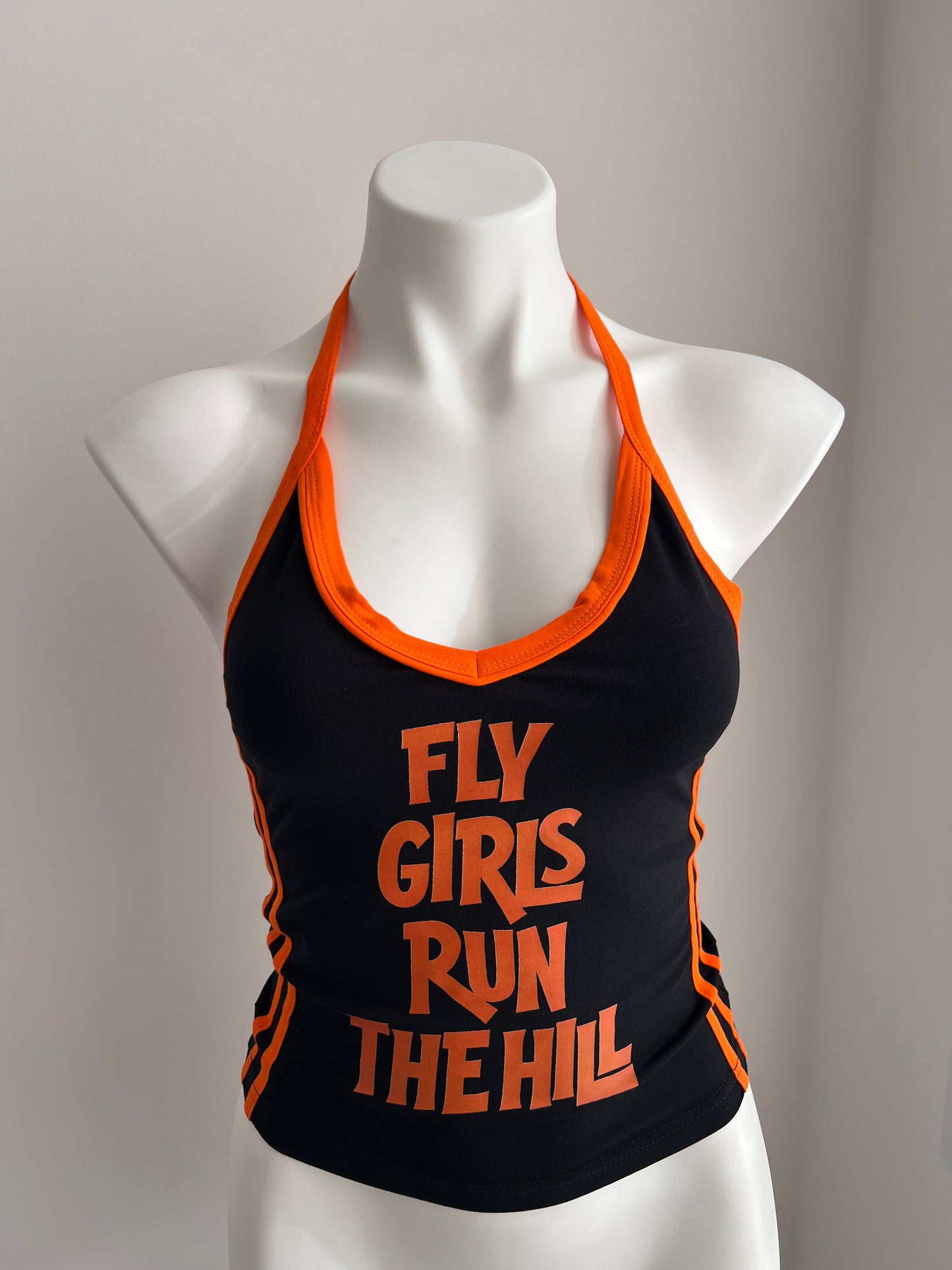 Fly Girls Run The Hill Halter Neck Tank Top (Stripes Version)